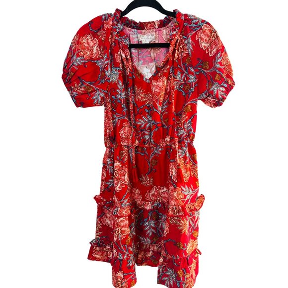 NWT XS Band Of The Free Connie Garnet Mini Red Floral Bohemian Dress - Picture 6 of 16